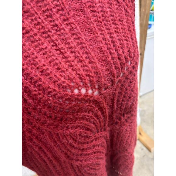 Elsamanda Made in Italy Alpaca Blend Open Knit Sweater Large Red Mohair  NWT - Picture 7 of 10